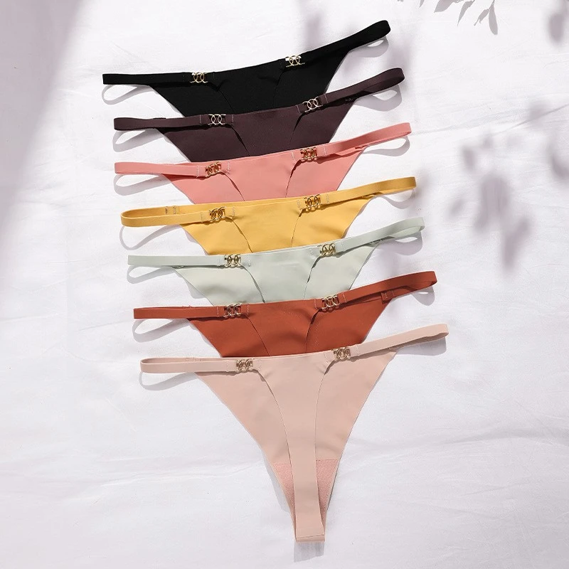 Women's Seamless Workout Thong Low-Rise Cotton Lined Underwear For Gym Daily Wear